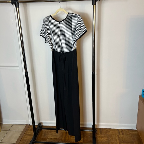 All That Jazz Vintage 90s Black & White Gingham & Sunflower Dress - Picture 2 of 6